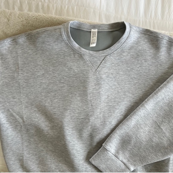 SPANX Perfect Length Dolman Tunic Oversized Sweatshirt Raw Hem Heather Grey- XS - Picture 13 of 13